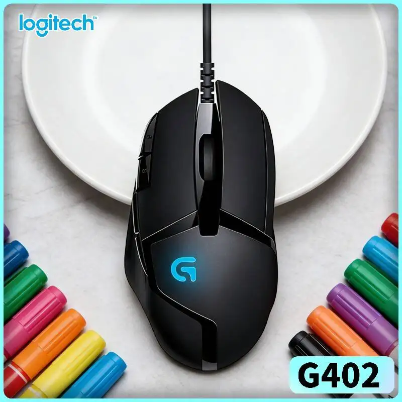 Logitech G402 Gaming Mouse 8 Programmable Buttons 4000 DPI 500 IPS 1ms Report Rate Anti-Slip Design for Laptop Gamers