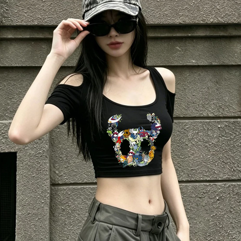 Hollow Knight cropped top women scene  jojifuku alternative  vintage cutecore shirt grunge manga 2000s japanese cutecore