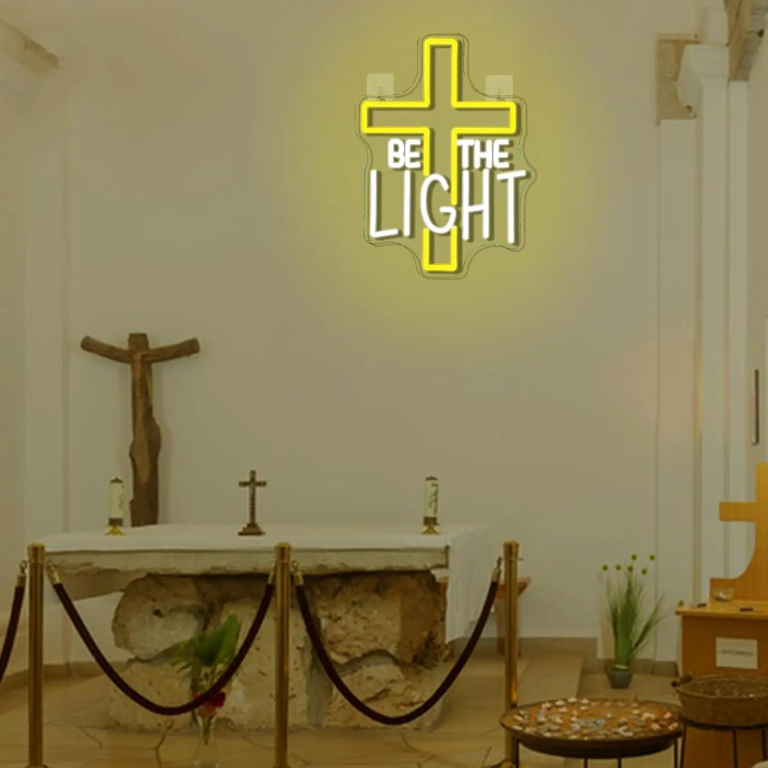Be The Light Cross Neon Sign USB Dimmable LED Light For Church Christian Bedroom Religious Home Office Wall Decor Night Light