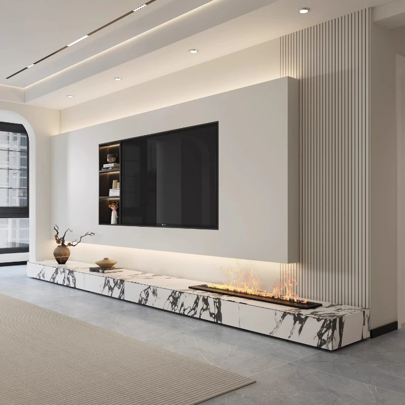 

Minimalist rock panel TV cabinet Floor-to-ceiling light luxury suspension household TV cabinet