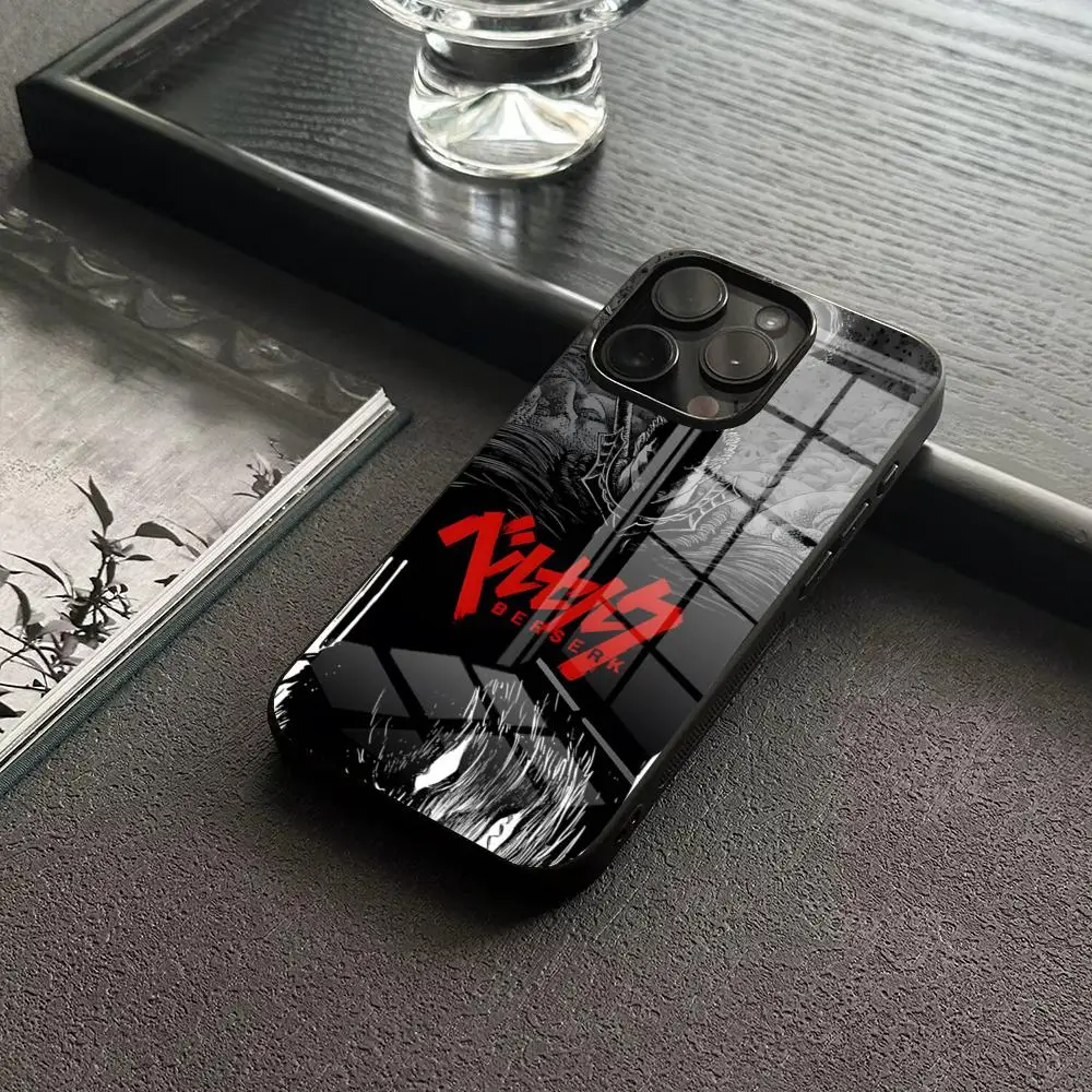 MINISO-Berserk Guts Cool Comic Etui na telefon do IPhone 17 16 14 Pro 15 13 12 Max 11 XR XS 6 Air 7 8 6s X Luxury Glass Cove — zdjęcie produktu 5