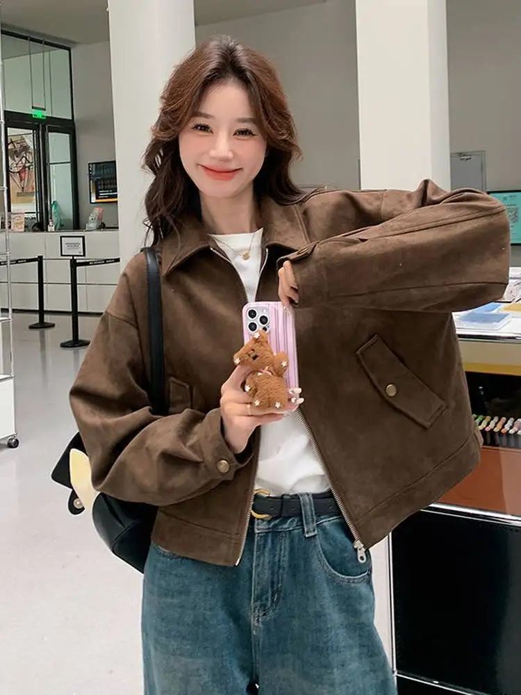 سترة Browan Suede ort Jaet للسيدات لخريف وشتاء 2025 دراجة نارية أمريكية جديدة Sle سترة جلدية رائعة وقوية #2