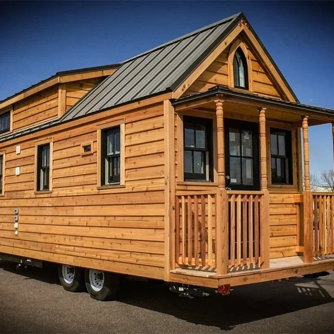 Hot sell Prefabricated Tiny House On Wheel Modern Prefab Small Wooden Home Mobile Trailer Living Container House