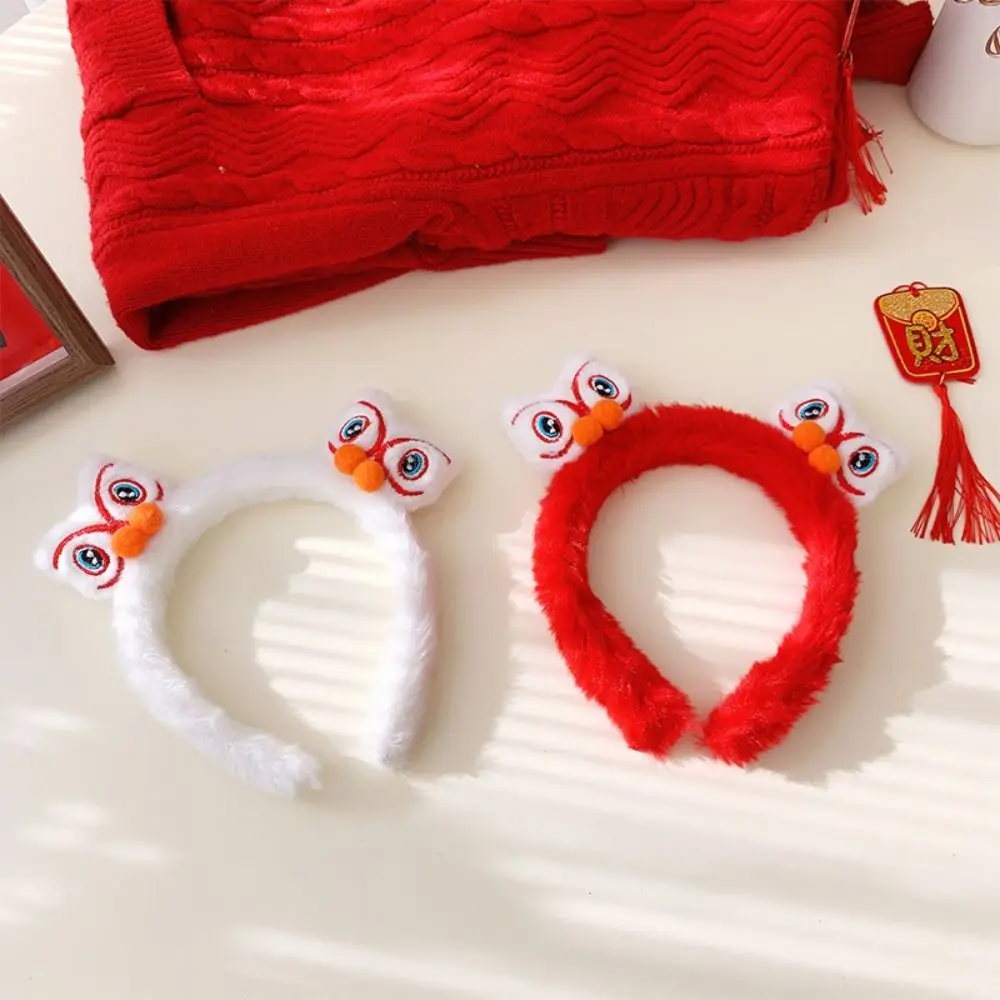 Lion Awakening New Year Headband Mascot Dragon Red Hairband New Year Headdress New Year Mascot Child Headwear Cartoon Hairband