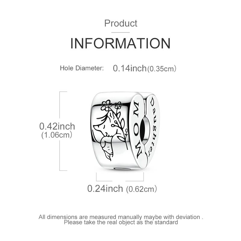 Mom Daughter Engraved Maternal Love Charms Beads Fit 925 Sterling Silver Charms Bracelet Mother's Day Gifts Jewelry for Women