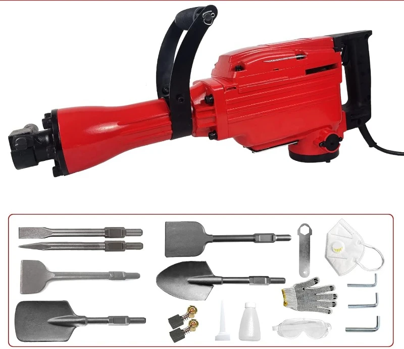 Demolition Electric Jack Hammer with 6pcs Chisel Bit Concrete Breaker Power Drills