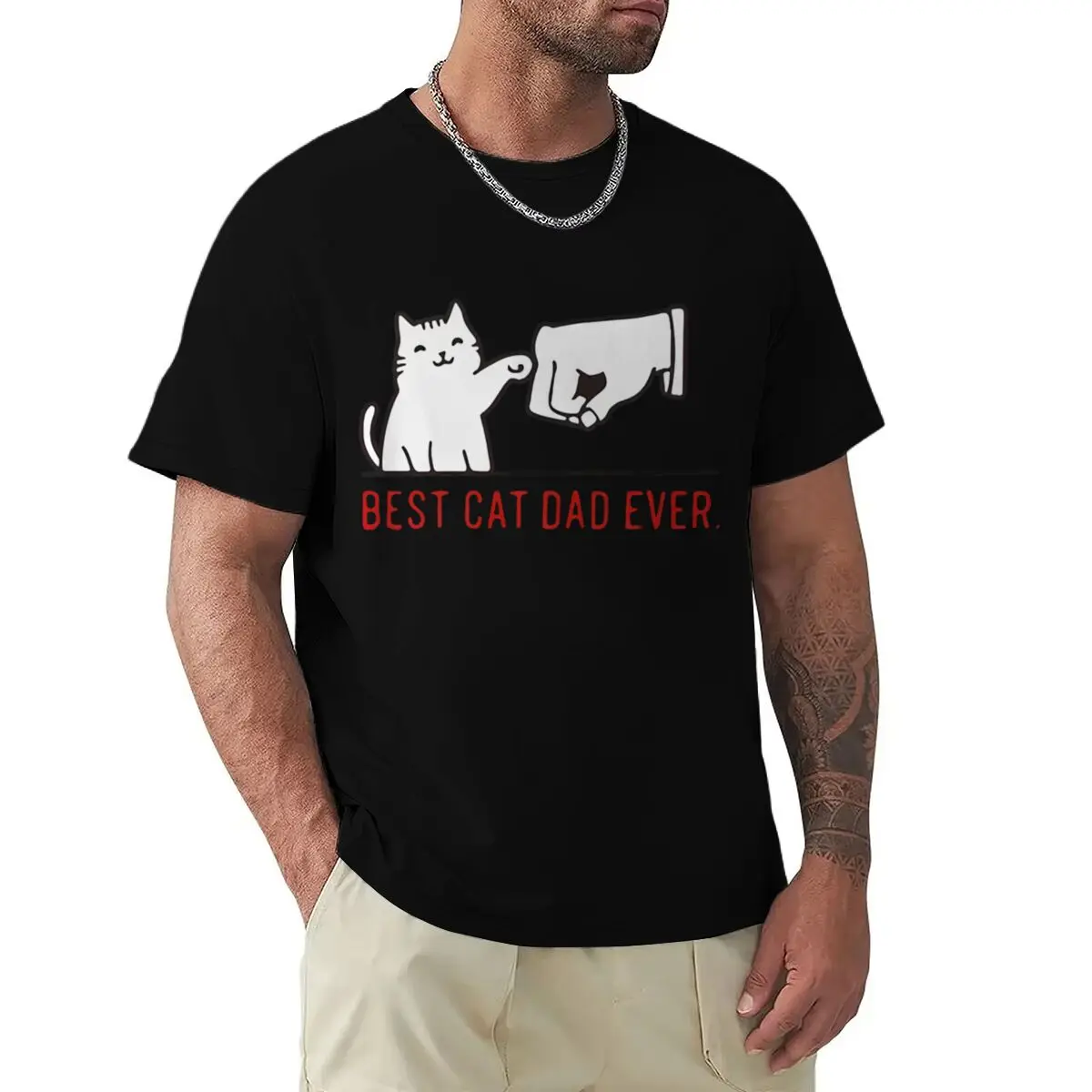 Best Cat Dad Ever Summer Men's T Shirt Fashion Short Sleeve Tee Cat Lover Streetwear Animal Cats Male Tops Casual Tshirt