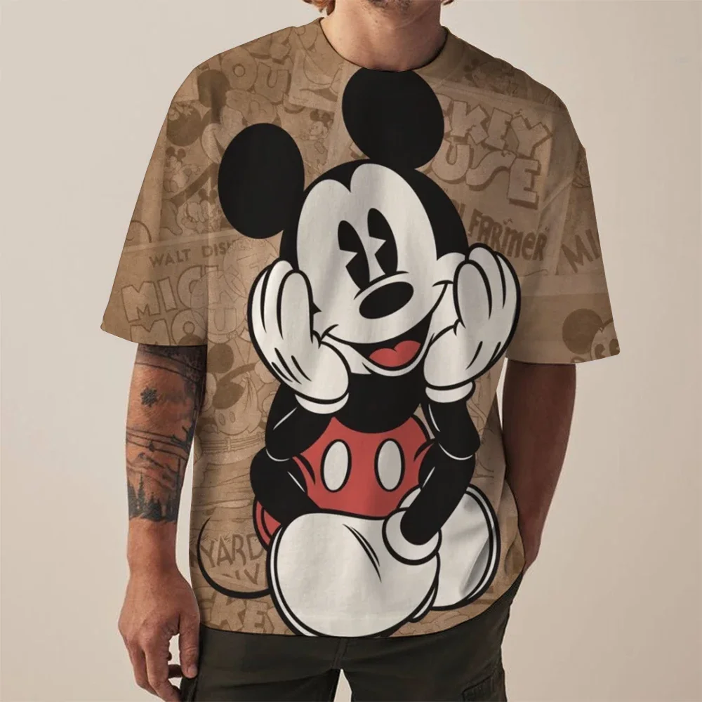 

3D printed T-shirts for children, elastic and breathable tops with Disney Mickey Mouse prints, and Harajuku streetwear for kids
