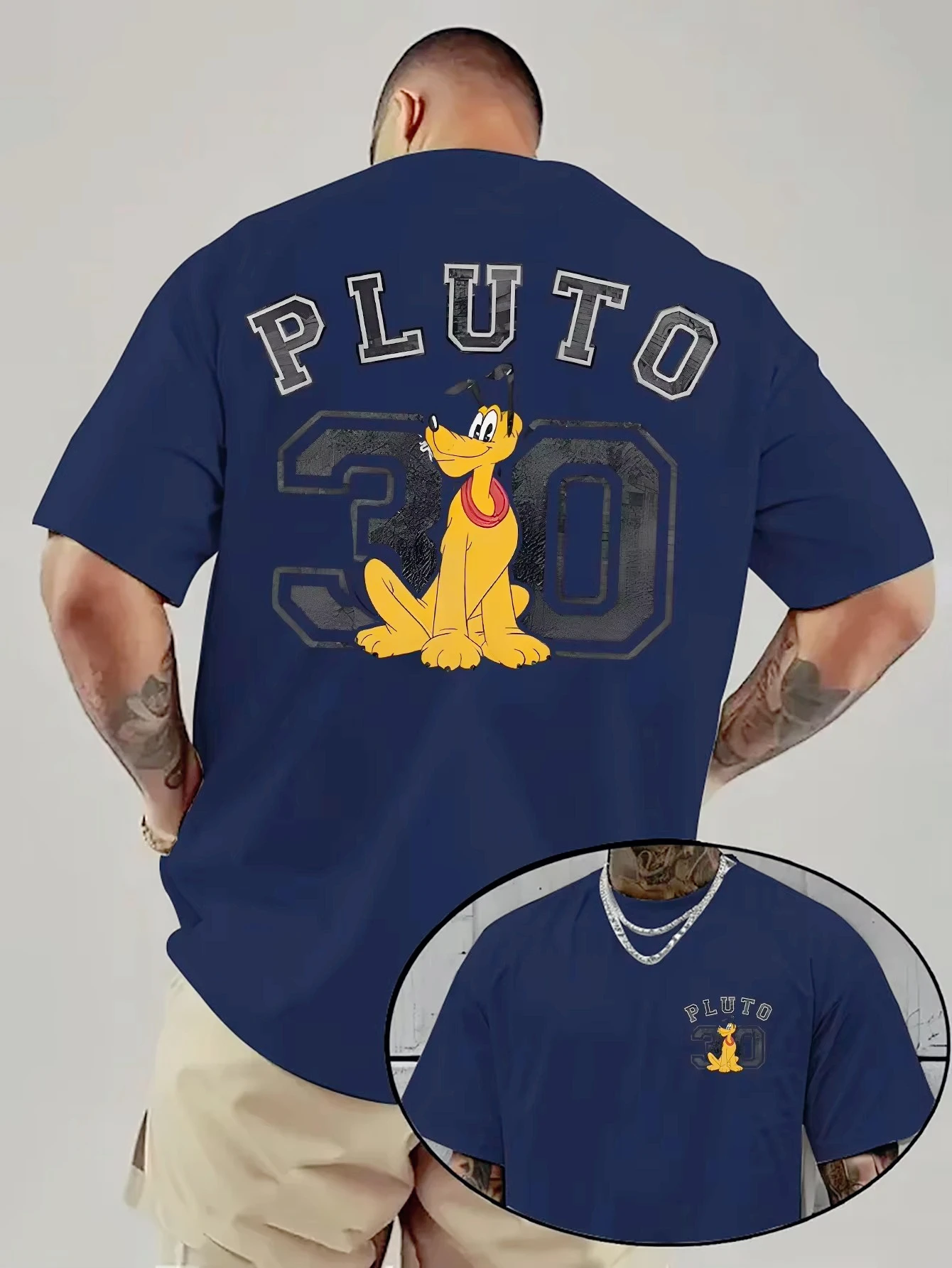 ديزني بلوتو تي شيرت مطبوع الرجال موضة الاتجاه الأعلى للرجال والنساء جميع المواسم القطن طاقم الرقبة قصيرة الأكمام
