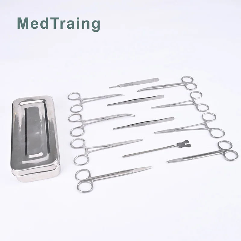 13pcs High quality Stainless Steel Medical Instruments Set for Surgery and Inspection Needle Holder also Teaching