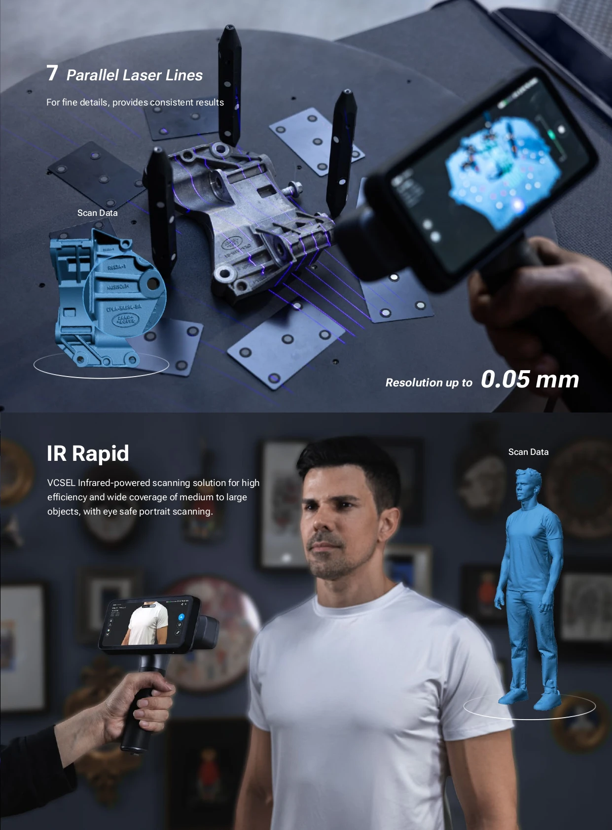 Shining EinScan Rigil 3D Detachable Handheld Scanner All-In-One Scanning System Dynamic Tracking Metrlogyfor 3D PRINTER