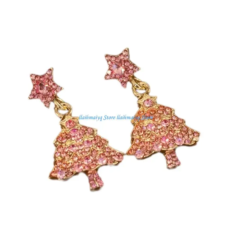 

573B Sparkling Five Point Star Ear Studs Zinc Alloy Christmas Party Jewelry Accessory