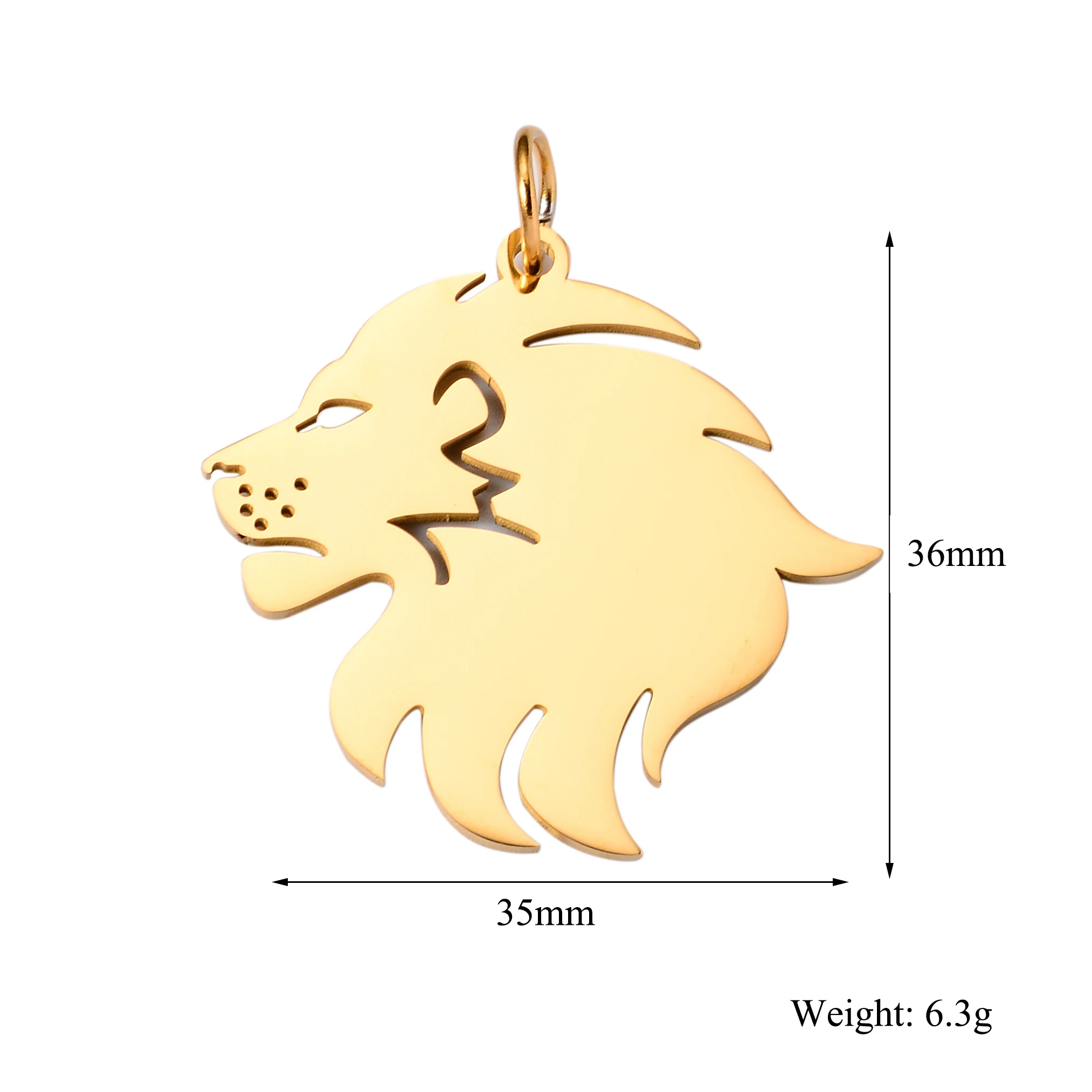 3Pcs Stainless Steel Hollow Lion Head Pendant For Men Fashion Vintage Metal Animals Charm For DIY Jewelry Making  Accessories