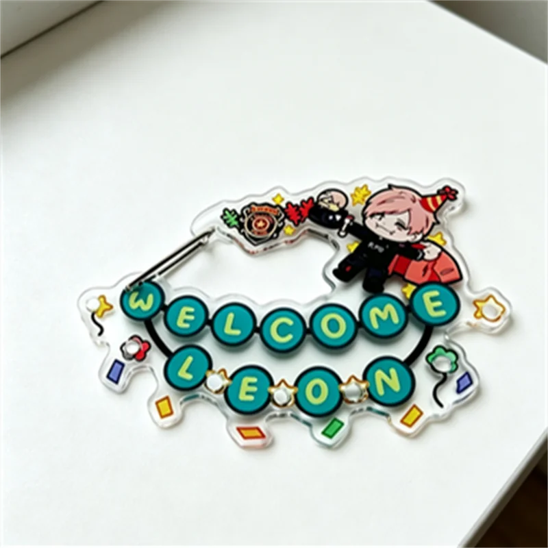 Resident Evil Welcome Leon Carabiner Collectible Keychain Game-Themed Metal Clip for Bags