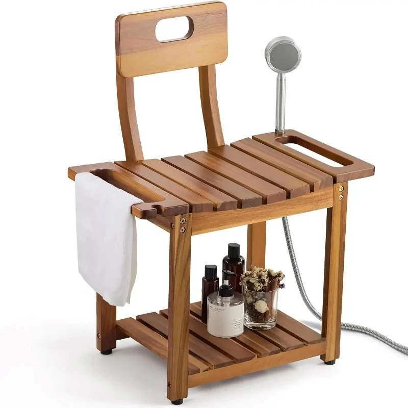 23.4'' Shower Chair with Backrest Bath Chair for Inside Shower or Tub, Supports Up to 450 lbs, Heavy Duty Design