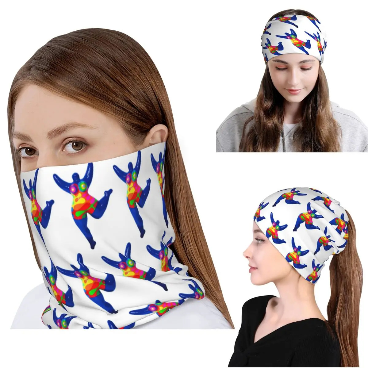 

Blue Nana Biriney Tribute To Niki De Saint Phalle Bandana Neck Gaiter Wrap Scarf Multi-use Headwear Beanies Hat Adult Breathable
