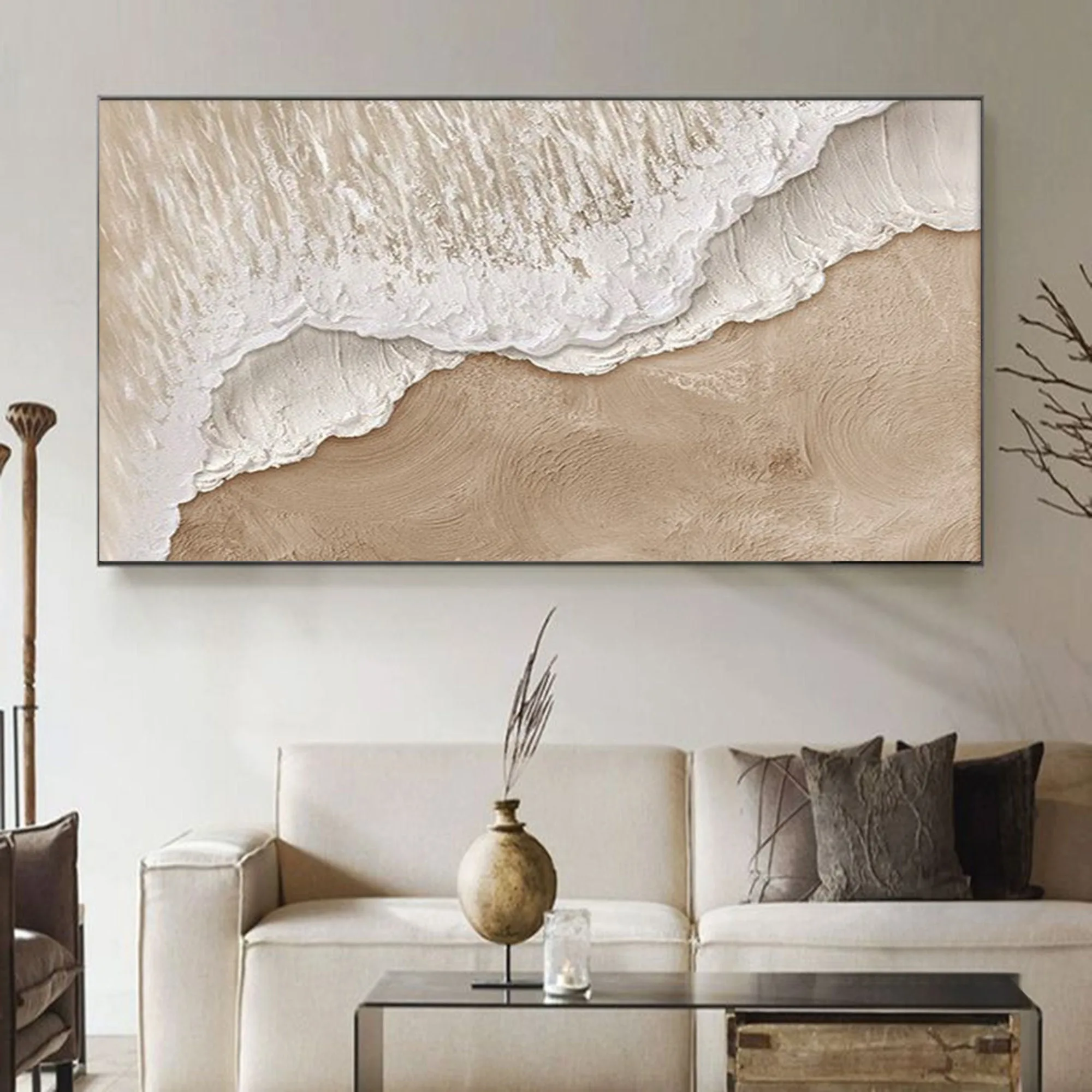 New Abstract Large Size 100% Handmade Oil Painting Simple Brown Texture Landscape Painting for Living Room Art Wall Decoration