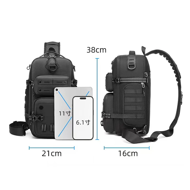 Men's new single shoulder crossbody bag waterproof multifunctional chest bag large capacity outdoor sports tactical backpack
