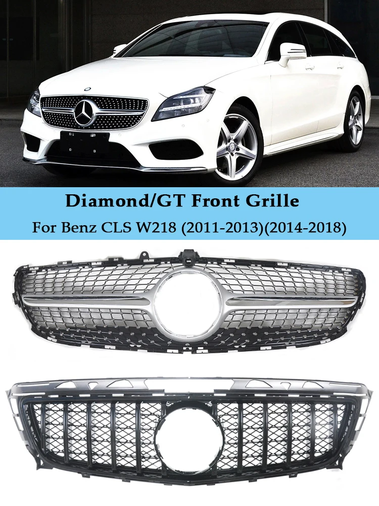 Front Bumper Diamond Racing Grill For Mercedes-Benz CLS W218 Car Styling Grille ABS Plastic Car Facelift Accessories 2011-2018