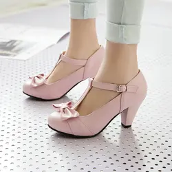 Children Girls High heel Shoes Women's Pumps T-Buckle High Heels Women Fashion Thick-Soled High Heels for Office Party Banquet