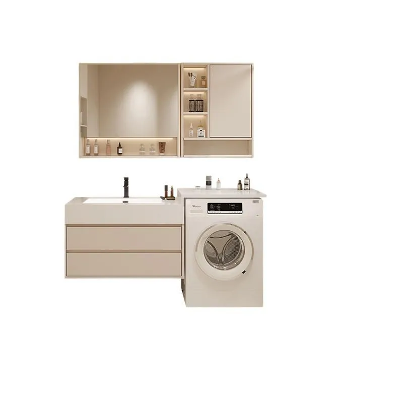 

Cream wind bathroom cabinet laundry table integrated cabinet combination simple wash basin