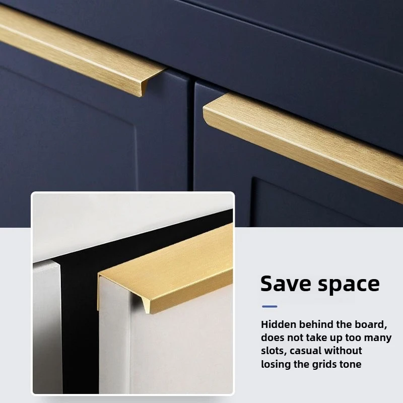 Black Silver Orange Gold Hidden Cabinet Door Handles Aluminum Alloy Kitchen Cupboard Pulls Furniture Handle Drawer Knobs