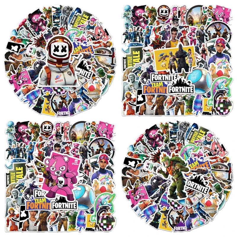 Nuovi adesivi Fortnites Adesivo cartone animato Skateboard Ipad Bagagli Laptop Doodle Adesivi Decorazioni Regali di compleanno per bambini Giocattoli