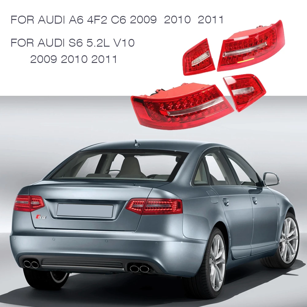 

Задняя фонарь в сборе для Audi S6 A6 C6 2009 2010 2011 4F5945094E 4F5945093E 4F5945095J 4F5945096J, задняя фонарь поворота и тормоза, 4 шт.