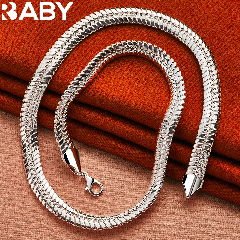 

URBABY 925 Sterling Silver 10MM Snake Chain Necklace For Man Woman Wedding Engagement Party Jewelry Gift