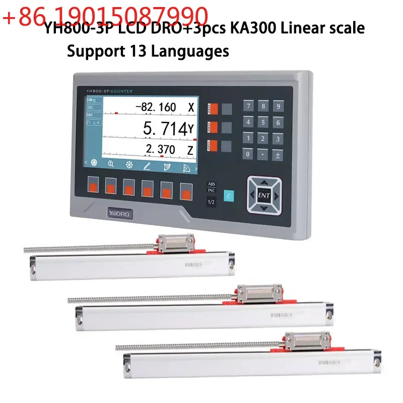 YHSINO YH800-3P Axis LCD Digital Readout DRO Kit And 3pcs KA-500 KA300 Linear Scale Encoders For Lathe Grinder Millilling