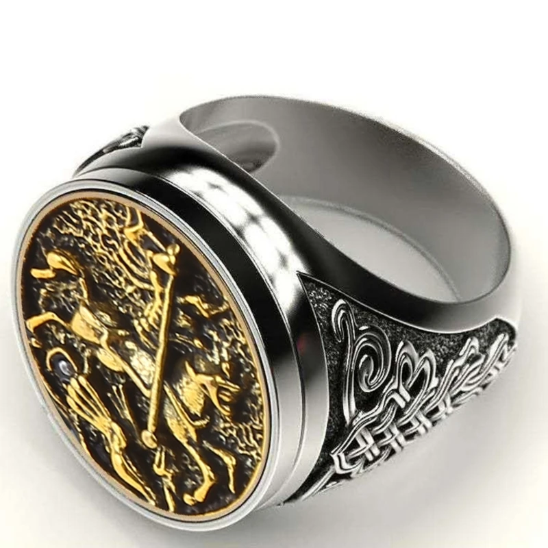 Vintage Alloy Ring Husband Gift George Portrait Roman Soldier Ring Fashion