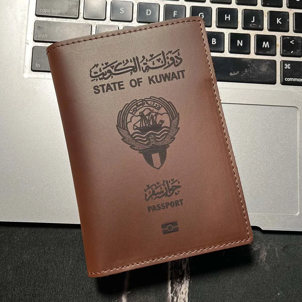 Handmade Genuine Leather Passport Holder Kuwait The State of Kuwait Passport Cover Customized Leather Passport Holder