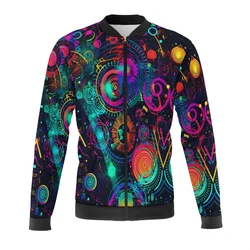 Neon Mushroom Jacket For Men Colorful Gramophone Record Hawaiian Scenery Jacket For Men And Women Children Cool Bomber Jacket