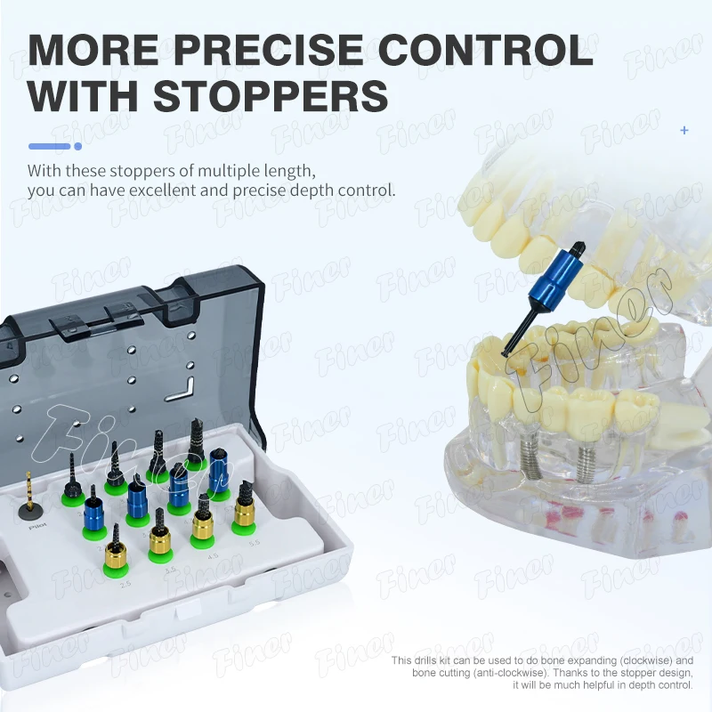 Osseodensification De ntal Bur Drills Bone expanding drills with stoppers