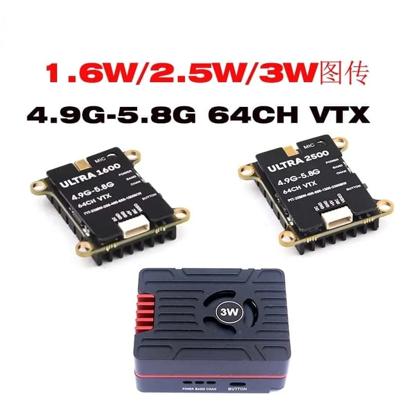 

Image Transmission ULTRA1600/2500/3000 1.6W 2.5W 3W VTX Drone FPV 4.9-5.8G High-power 64-channel 7-36V