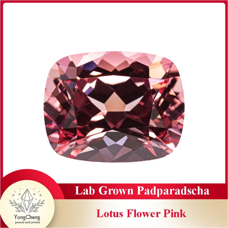 Lab Grown Padparadscha Lotus Flower Pink Rectangular Cushion Shape VVS1 Charms DIY for Jewel Making Selectable AGL Certificate