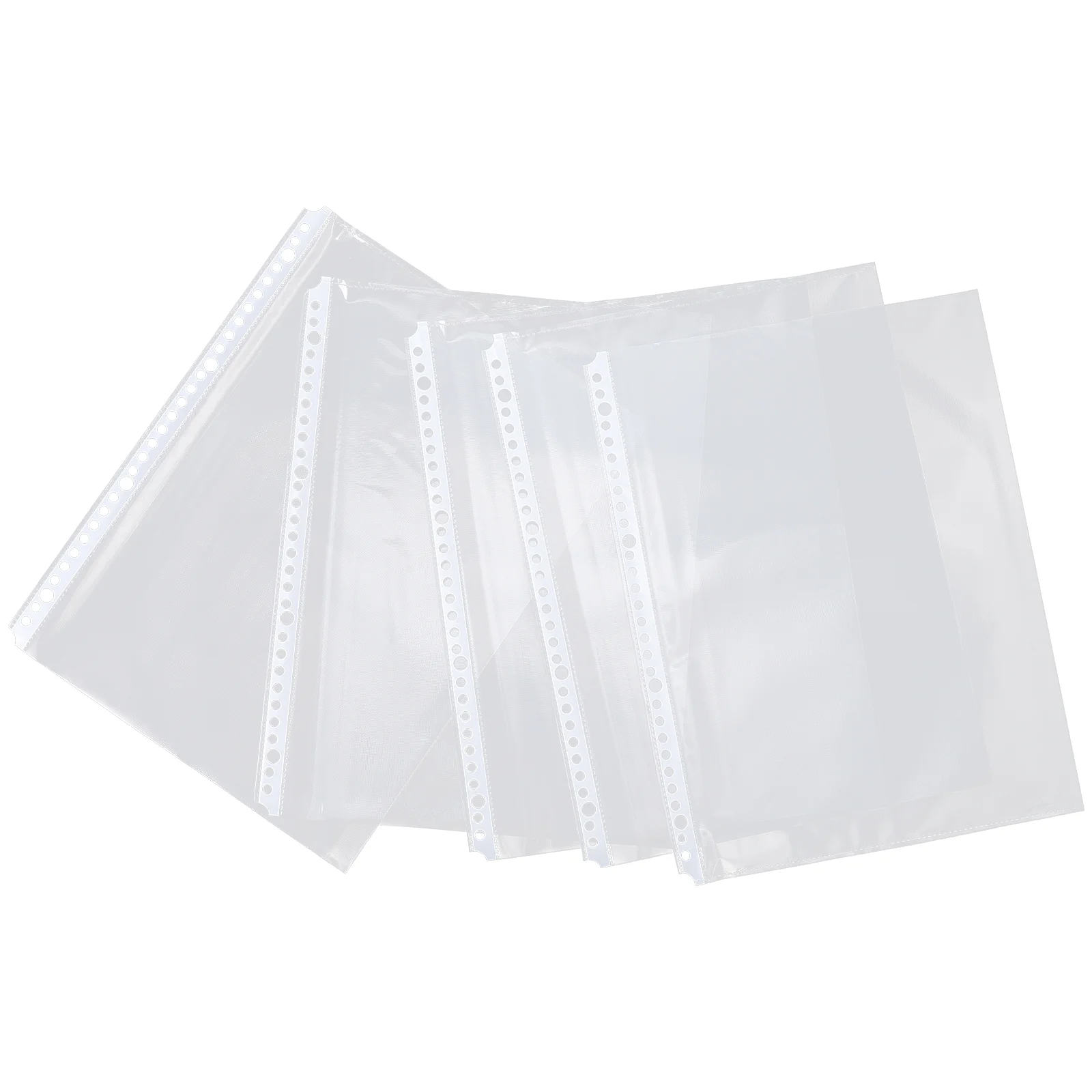 100 Pcs Drawer inside Folder Office Clear Envelope Paper Sleeves Plastic 30 Holes Binder