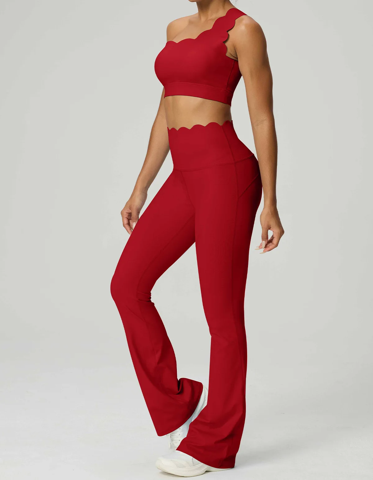 Women Yoga Set 2 Piece High Elastic Slim Fit High Waist Leggings Gym Tops Tummy Control Booty Lifting Workout Activewear