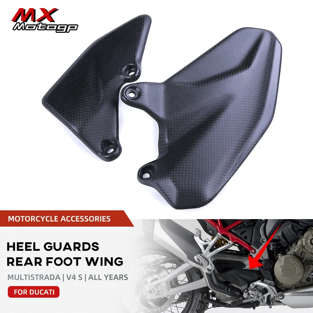 100% Carbon Fiber Heel Guard Set Foot Peg Protector For DUCATI Multistrada V4 V4S Sport 2021 2022 2023 Motorcycle Accessories