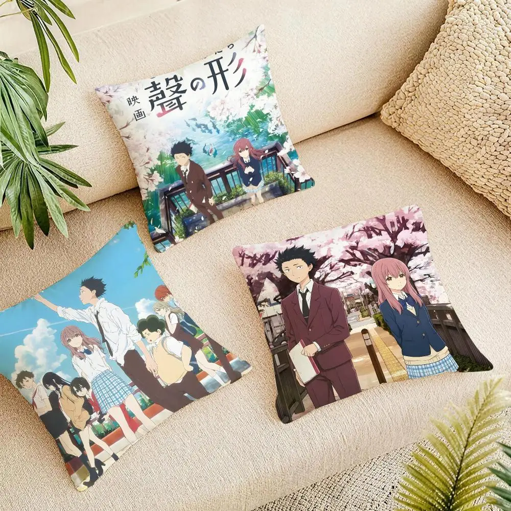 Anime A S-Silent Voice Cushion Cover Organic Linen Square Pillow Case Durable Non-Allergenic And Kind To Skin