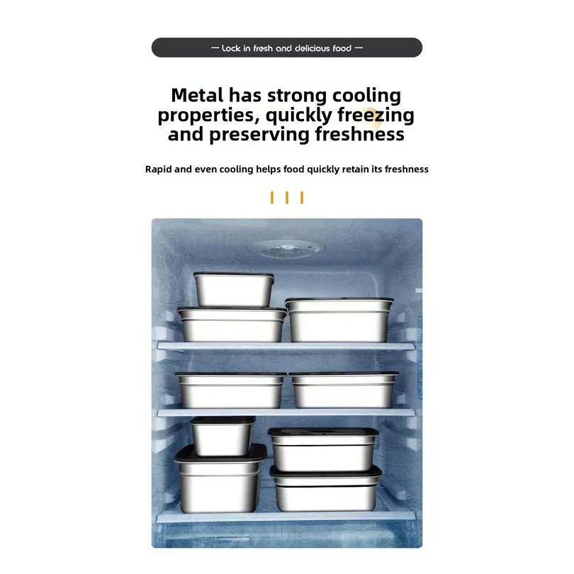 Large Capacity Stainless Steel Leak Proof Sealed Bento Box Microwave Safe for Camping Fridge Freezer Food Storage