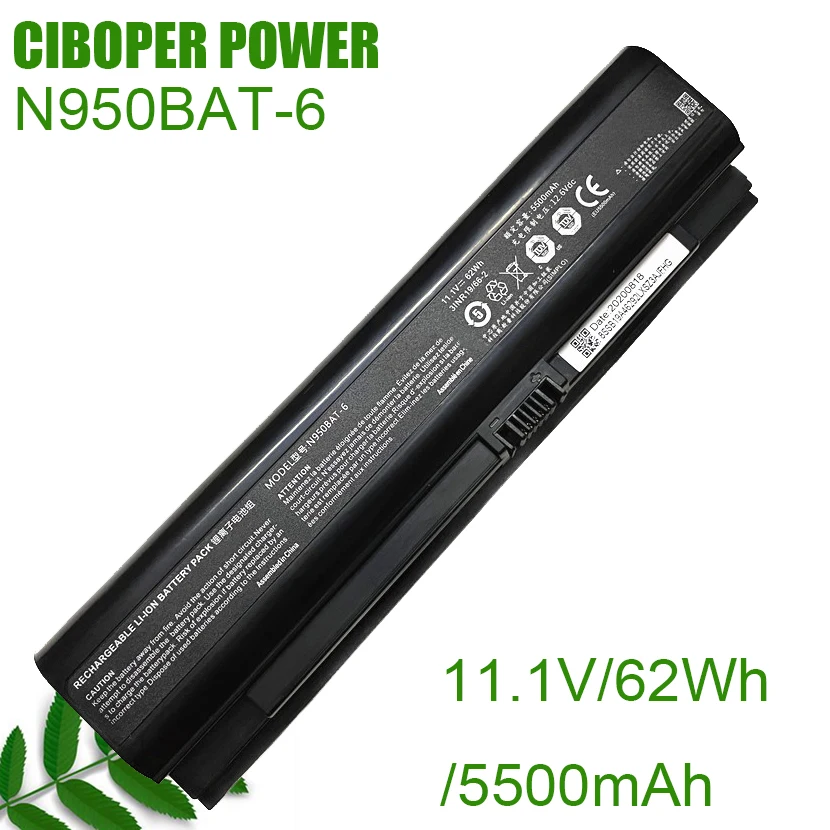 CP Genuine Laptop Battery N950BAT-6 11.1V/62Wh /5500mAh For N950KP6 N950TD N950TP6 N957KP6 N957TD N957TP6 K690E Series Notebook