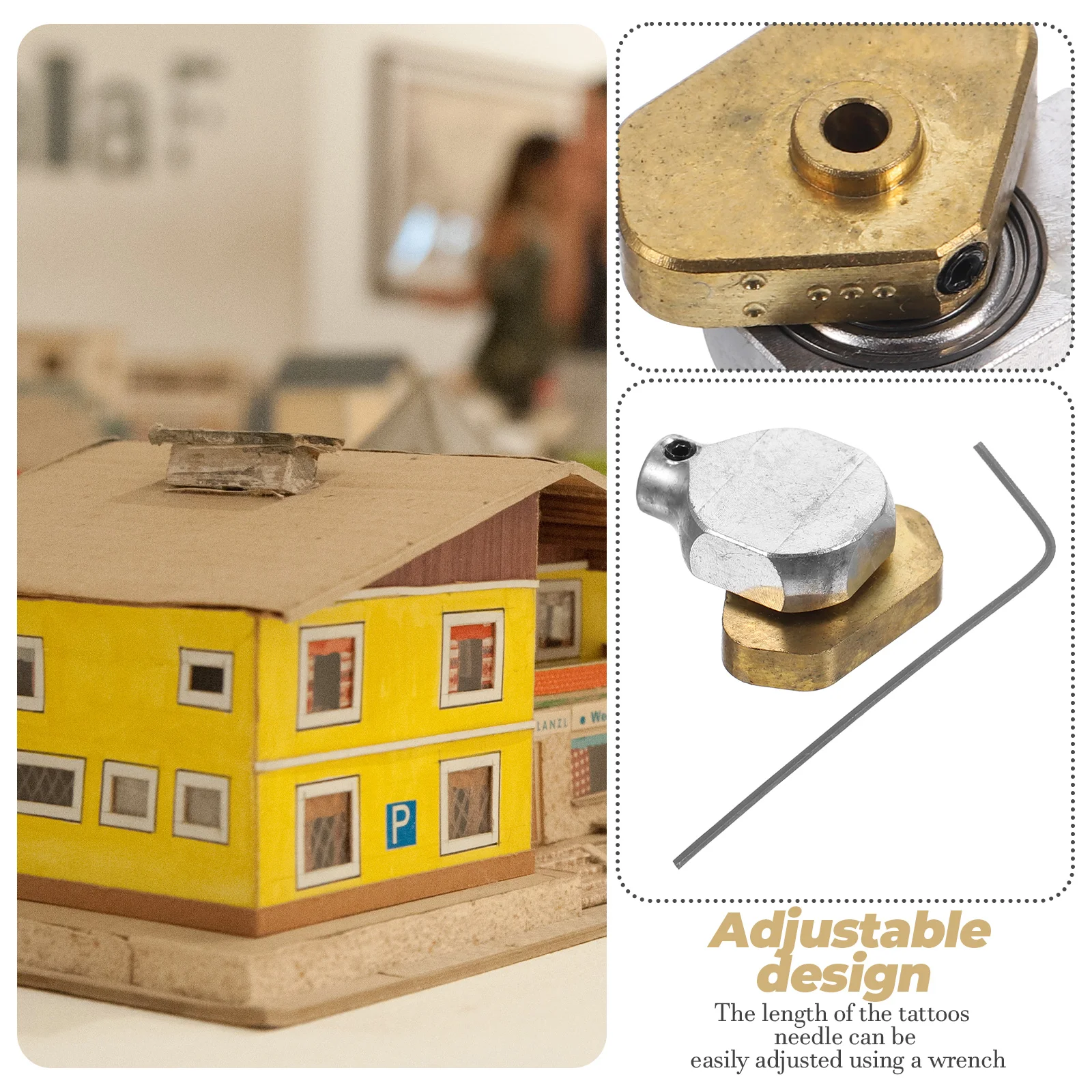 

2Pcs Tattoos Machine Eccentric Wheel Adjustable Needle Length Golden Rotary Cam for Most Tattoos Motors 0.9mm Hex Socket Wrench