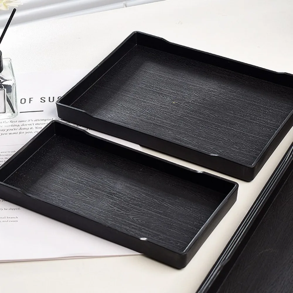 New Black White Large Plastic Tray Rectangle Plastic Serving Trays Multi-Purpose Decorative Tray Bathroom