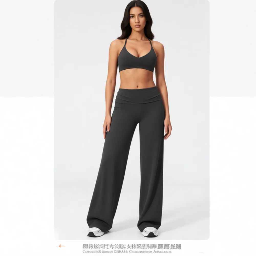 High Waist Wide Leg Yoga Pants Women Loose Straight Fitness Trousers Breathable Soft Athletic Training Running Gym Leggings