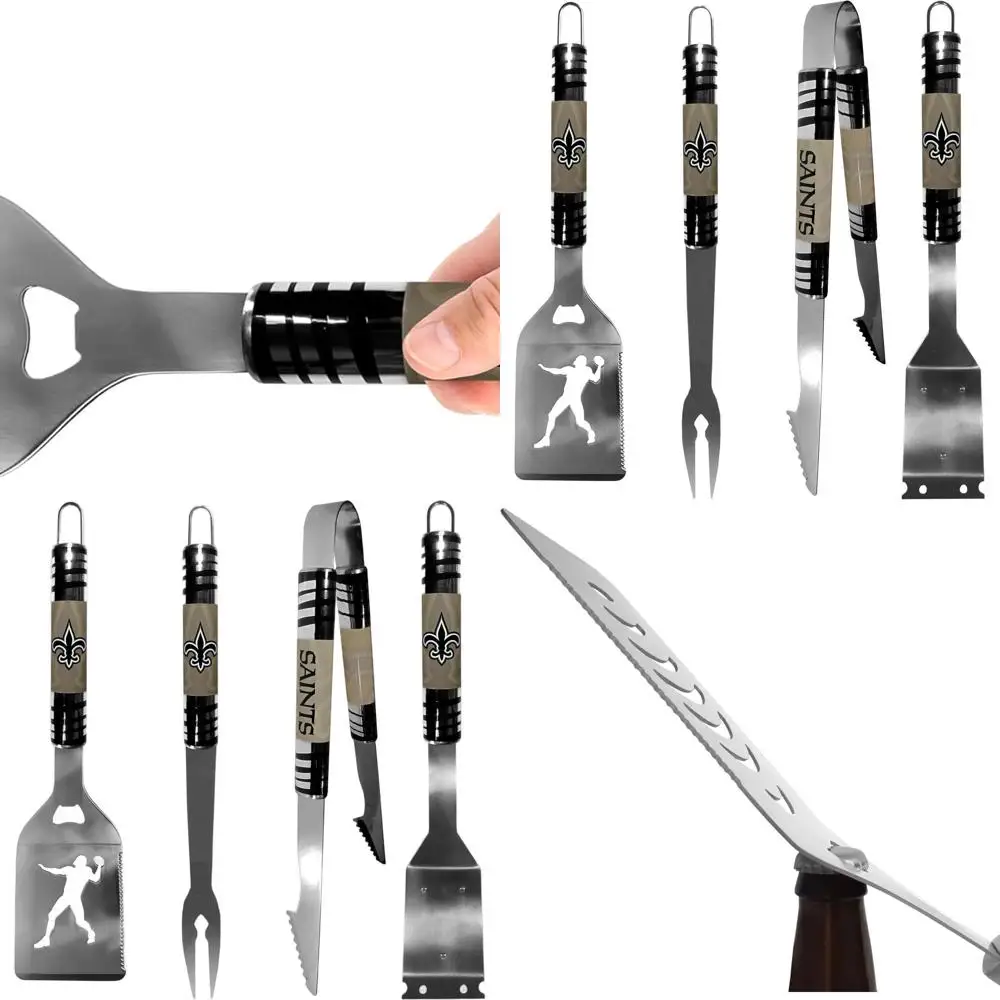 

New Orleans Saints 4-Piece Stainless Steel BBQ Grill Set, Team-Colored, One Size