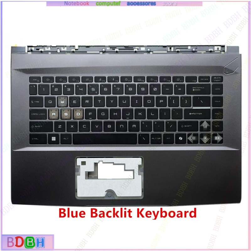 ZQ For MSI Thin 15 MS-16R8 MS-16RK Upper Case Palmrest Cover Blue Backlit keyboard