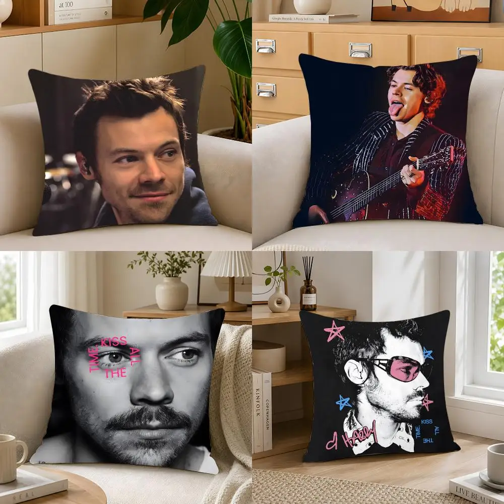 Stylish Singer H-Harry Styles Cushion Cover Crystal velvet sofa Aesthetic room decor Car seat back cushion