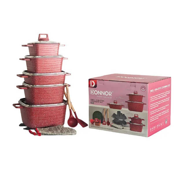 Large Volume 16 Item Granite Aluminum Pot Set 20-32CM Casserole 28CM Shallow Pot Gathering Hardware Big Family Essential Gear