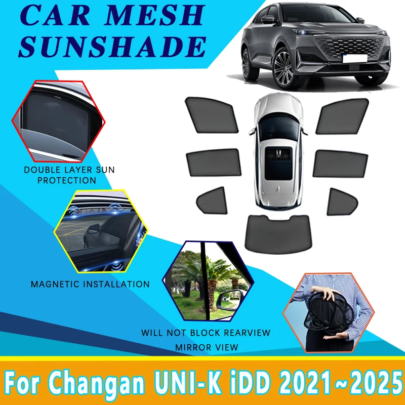 

Автомобильные сетчатые солнцезащитные козырьки для Changan UNI-K, аксессуары iDD 2021 ~ 2023 2024 2025, магнитные солнцезащитные козырьки, инструменты для козырька бокового окна